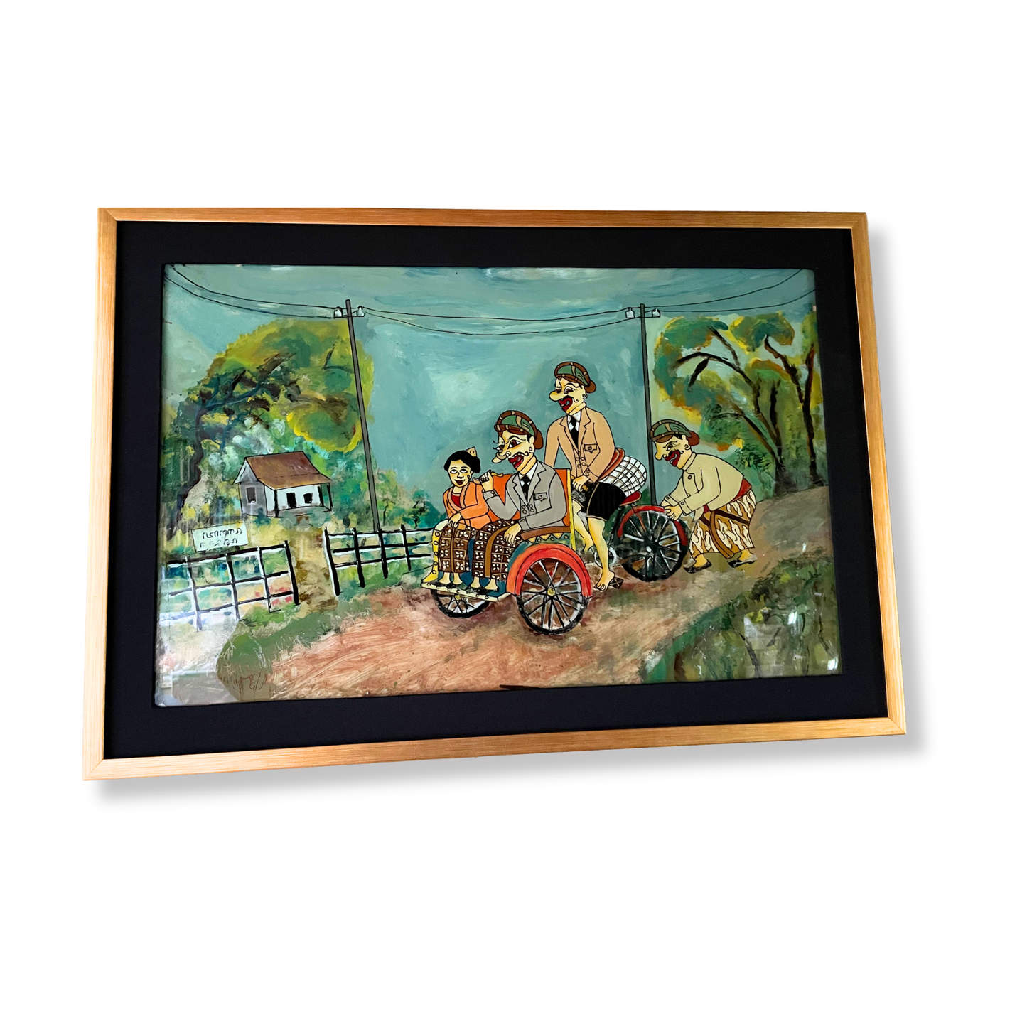 ANTIQUE HAND-PAINTED GLASS ART- JAVANESE GLASS PAINTING