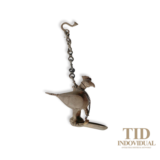 ANTIQUE DECORATIVE INDIAN ARTS BRASS DIYA- HANDICRAFT BIRD SOLID BRASS HANGING OIL LIGHT LAMP