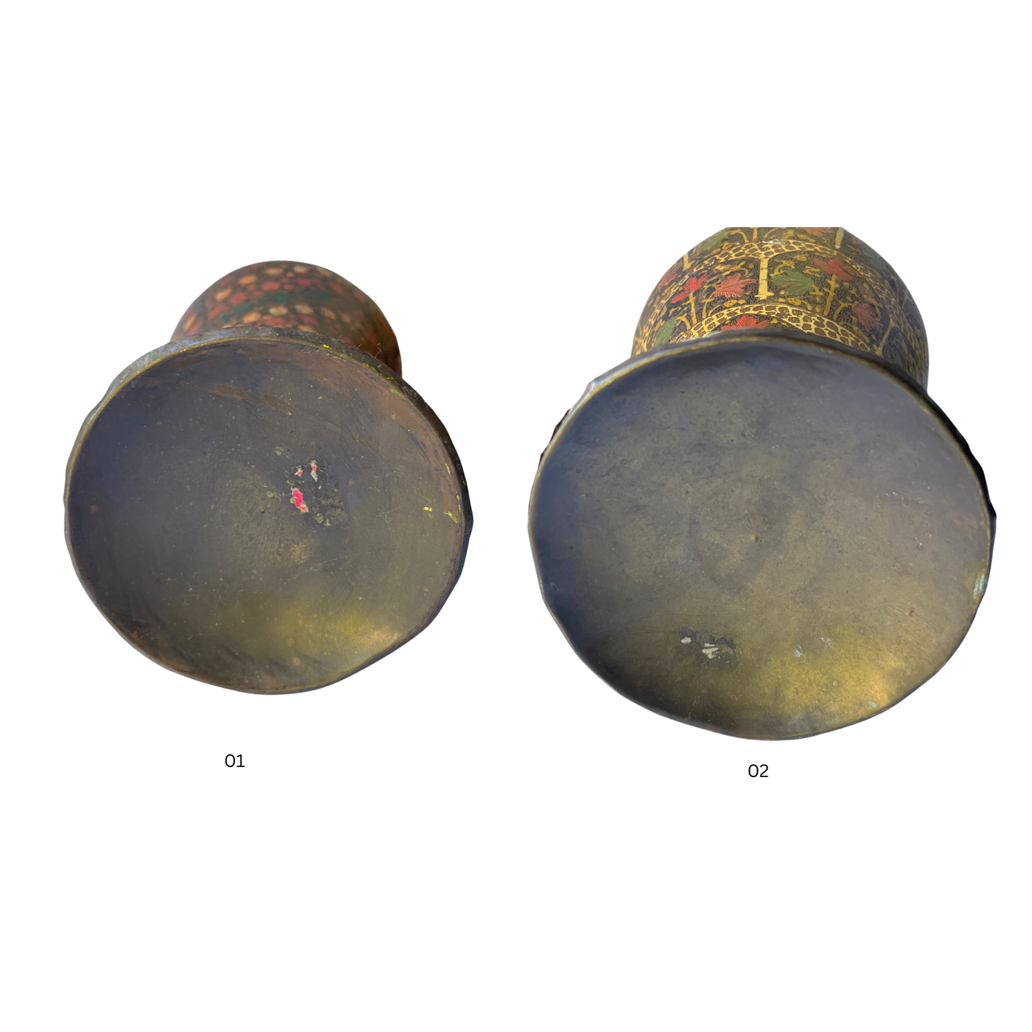 ANTIQUE PAIR KASHMIR papier-mâché VASES