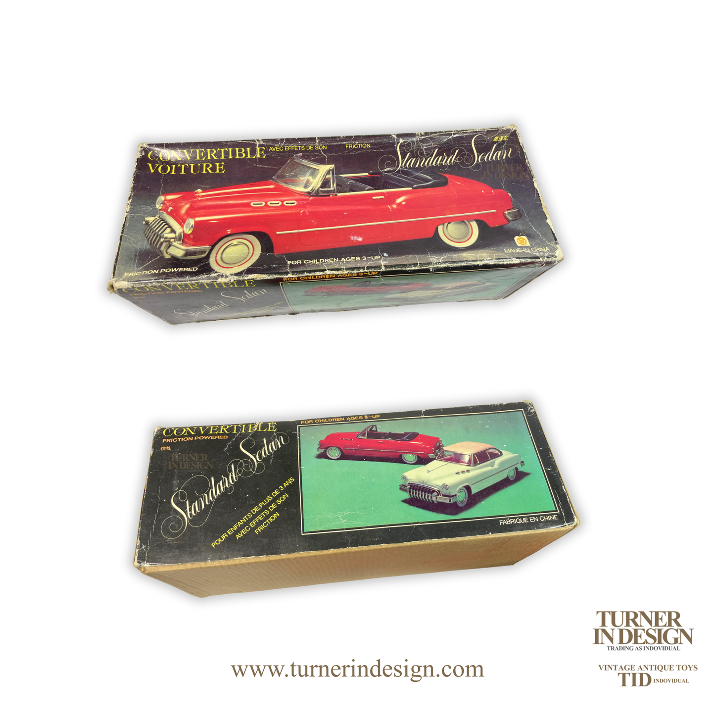 VINTAGE CLASSIC LIMITED REPRODUCTION MF-321 TIN FRICTION TOY CAR, MODEL OF 1950 STUDEBAKER BUICK OPEN STANDARD SEDAN