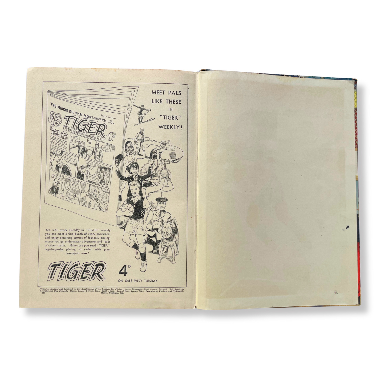 Tiger Annual 1958 - Vintage British Comic featuring Roy of the Rovers & Grand Prix Art