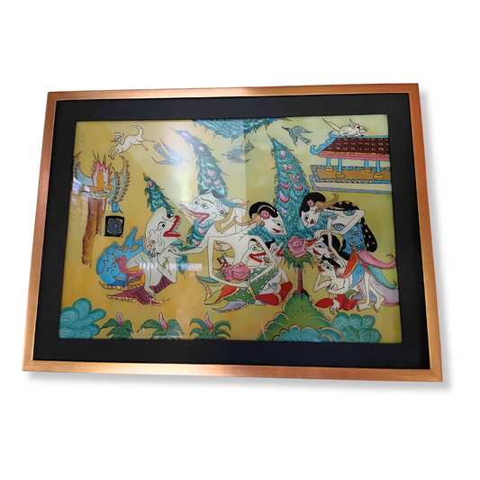 ANTIQUE HAND-PAINTED GLASS ART- JAVANESE GLASS PAINTING