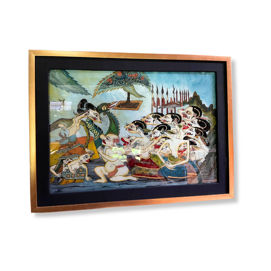 ANTIQUE HAND-PAINTED GLASS ART- JAVANESE GLASS PAINTING