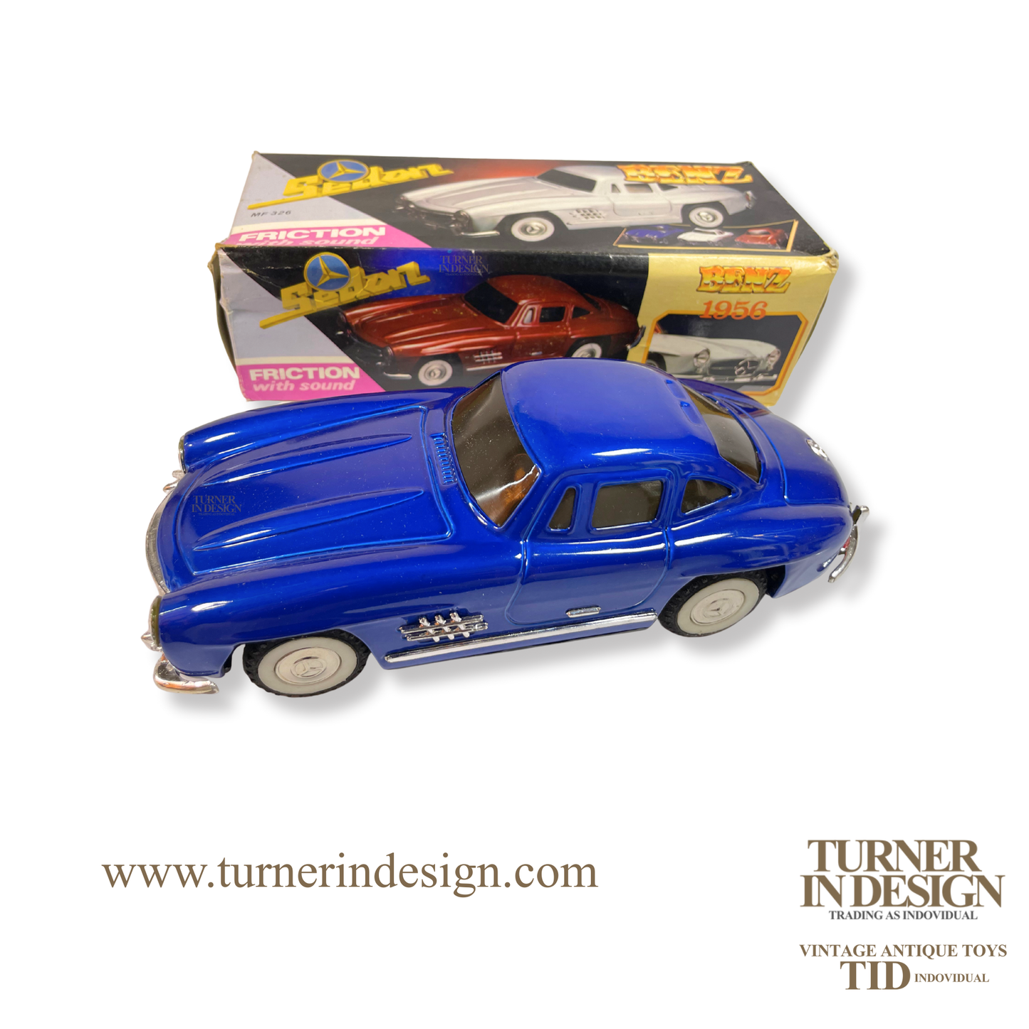 VINTAGE CLASSIC LIMITED REPRODUCTION MF-326 FRICTION TIN TOY CAR, MODEL OF THE ICONIC 1956 SEDAN MERCEDES BENZ