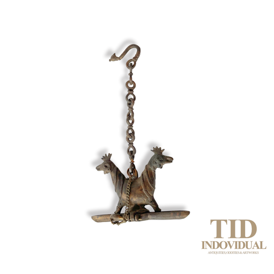 ANTIQUE DECORATIVE INDIAN ARTS BRASS DIYA- HANDICRAFT BIRD SOLID BRASS HANGING OIL LIGHT LAMP