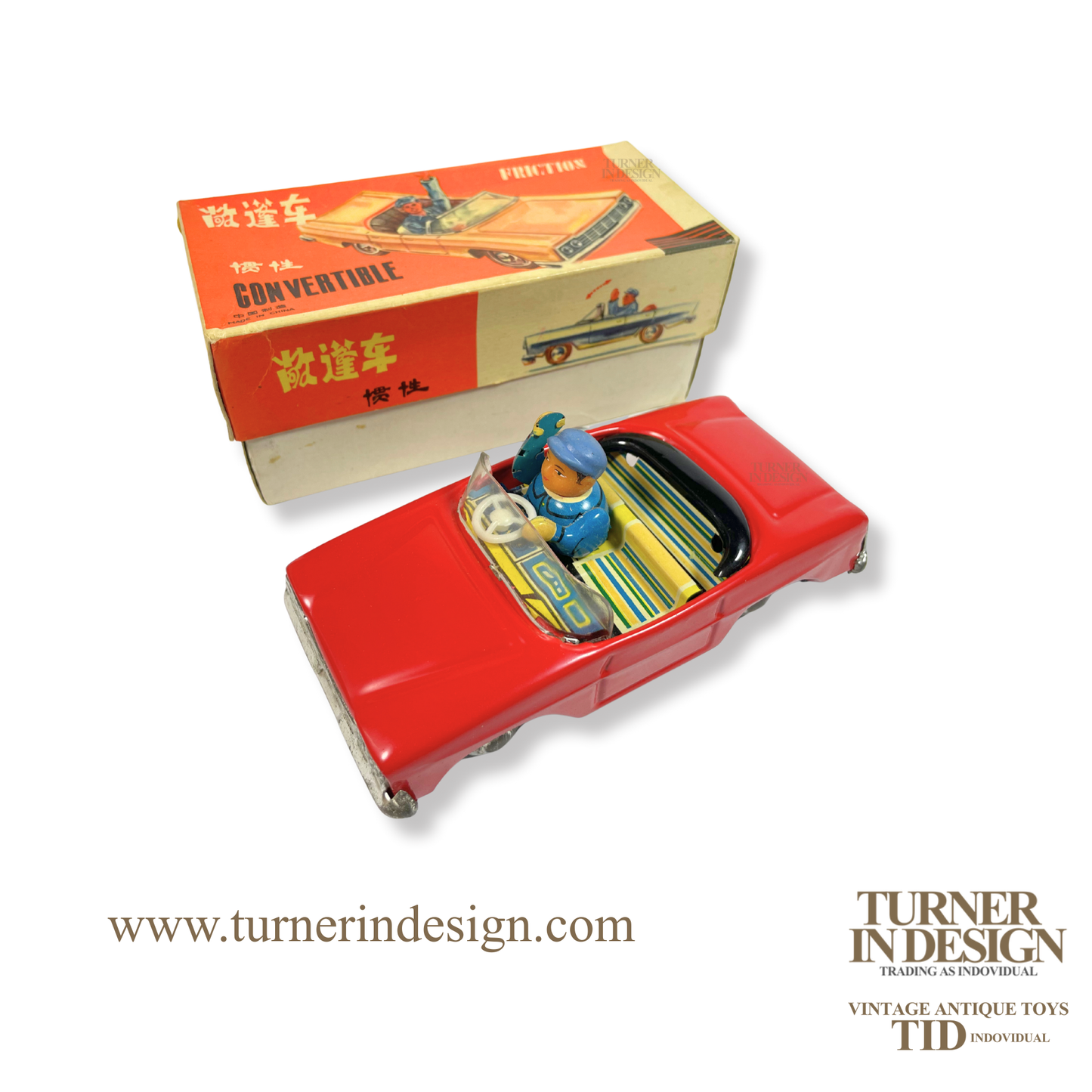 VINTAGE CLASSIC LIMITED REPRODUCTION MF-171 FRICTION CONVERTIBLE TIN TOY CAR, MODEL OF THE 1965 FORD FAIRLANE