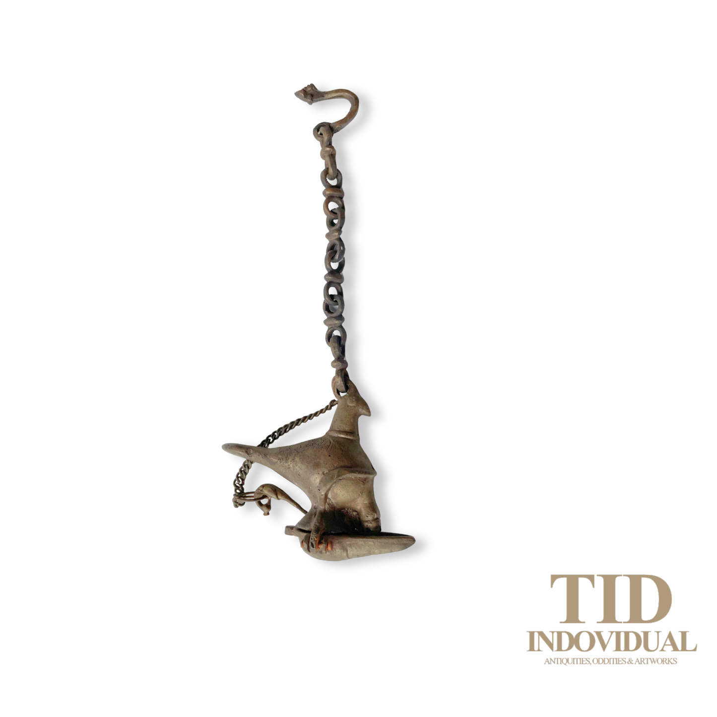 ANTIQUE DECORATIVE INDIAN ARTS BRASS DIYA- HANDICRAFT BIRD SOLID BRASS HANGING OIL LIGHT LAMP