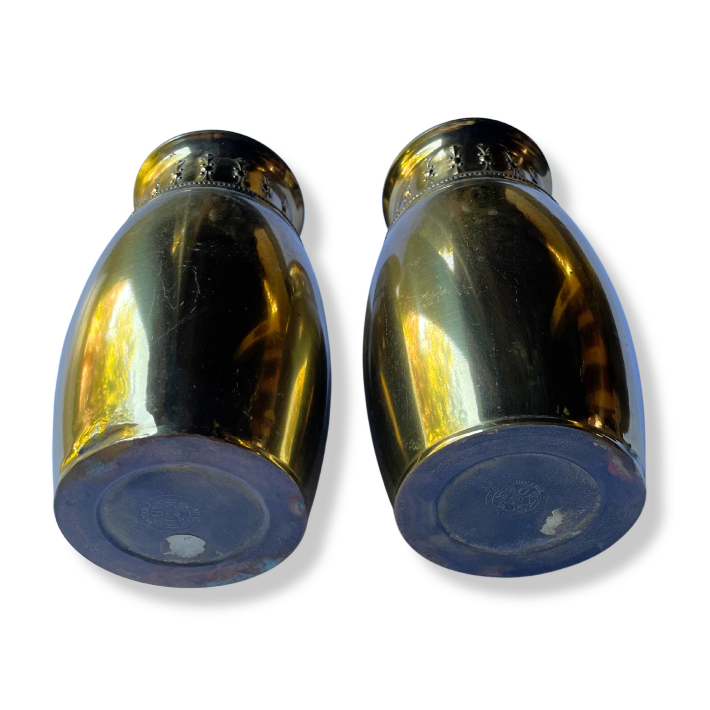 ANQTIUE ART NOUVEAU PAIR DUTCH BRASS VASES FROM HOLLAND BY KMD ROYAL AND DAALDEROP