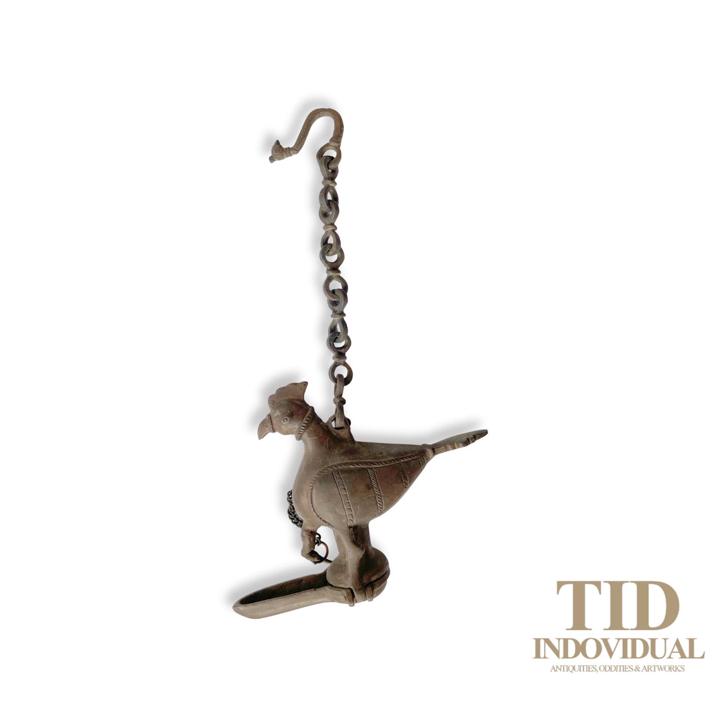 ANTIQUE DECORATIVE INDIAN ARTS BRASS DIYA- HANDICRAFT BIRD SOLID BRASS HANGING OIL LIGHT LAMP