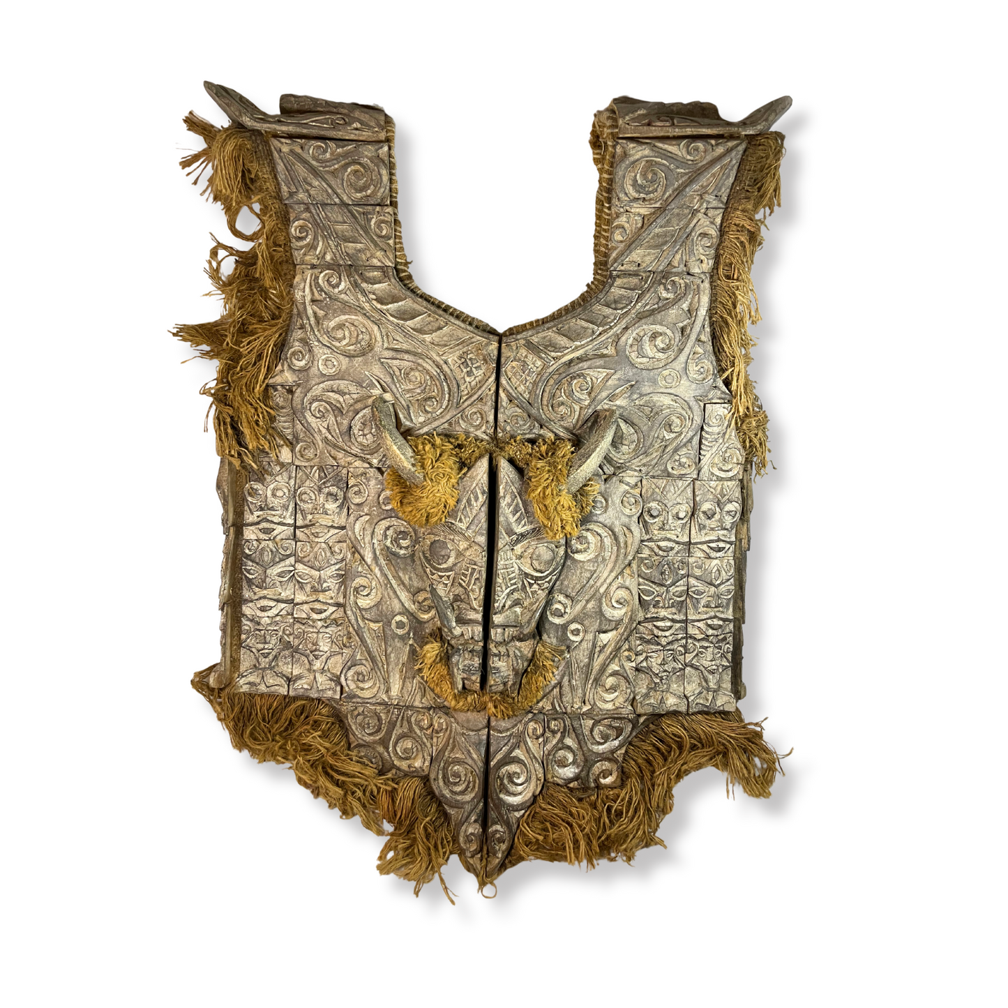 ANTIQUE COLLECTIBLES TRIBAL DAYAK BORNEO ARMOR SET-RARE ITEM