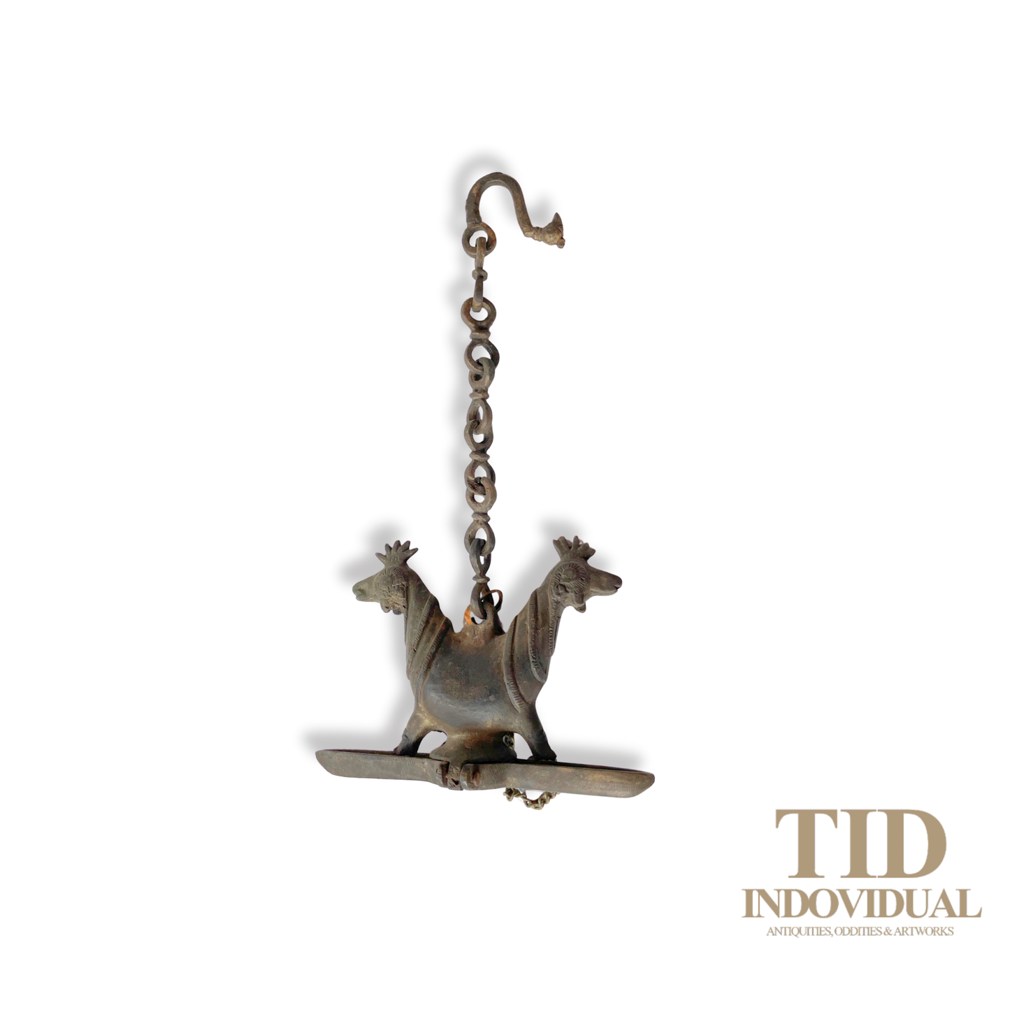 ANTIQUE DECORATIVE INDIAN ARTS BRASS DIYA- HANDICRAFT BIRD SOLID BRASS HANGING OIL LIGHT LAMP