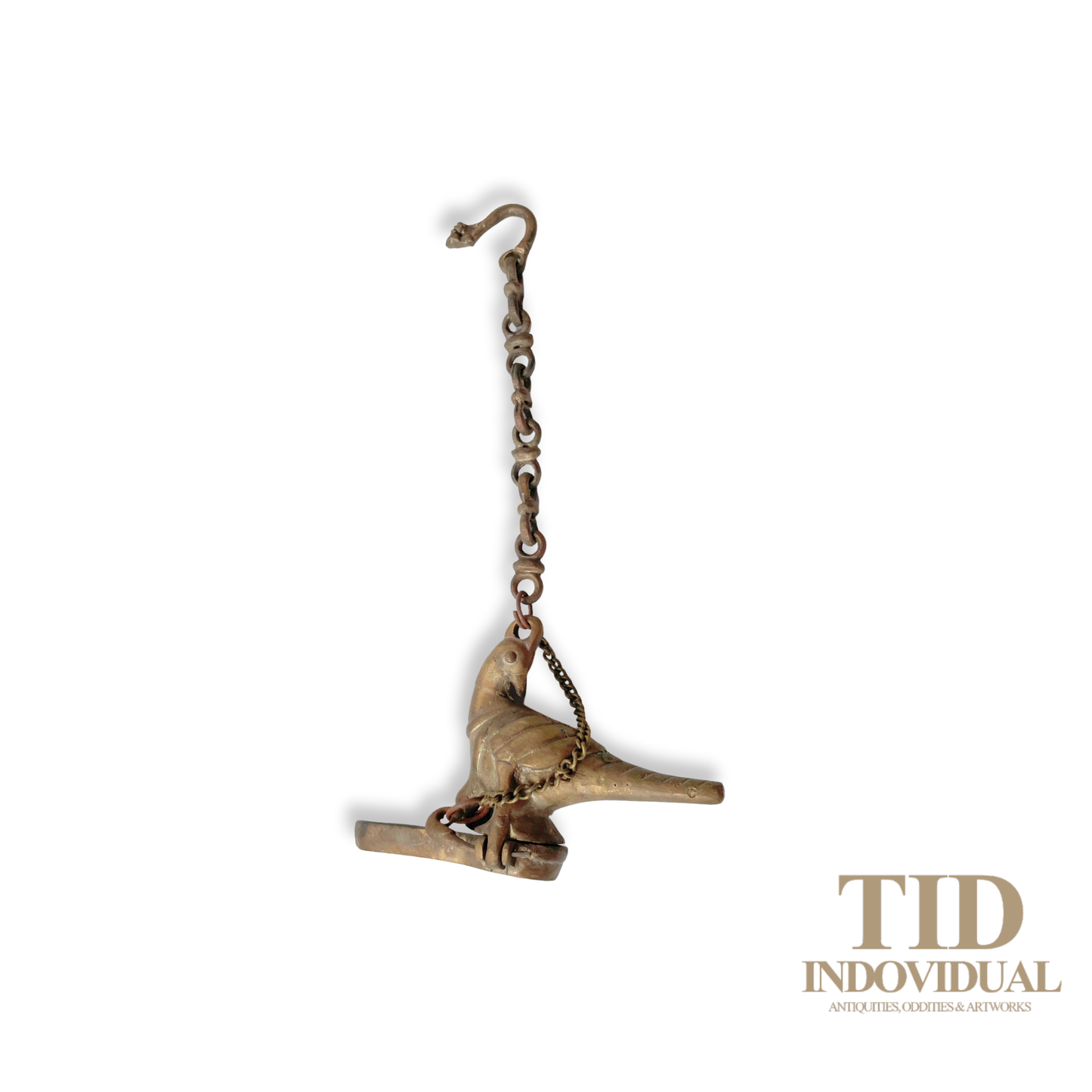 ANTIQUE DECORATIVE INDIAN ARTS BRASS DIYA- HANDICRAFT BIRD SOLID BRASS HANGING OIL LIGHT LAMP