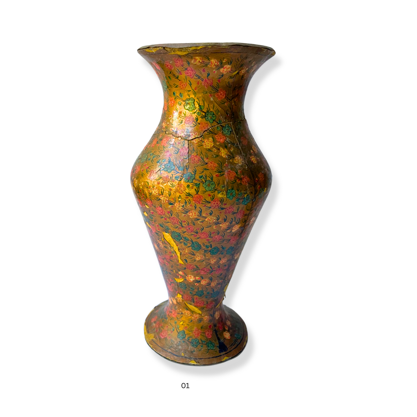 ANTIQUE PAIR KASHMIR papier-mâché VASES