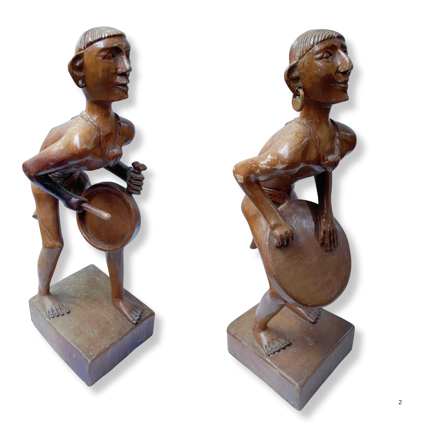 ANTIQUE COLLECTIBLES PAIR AFRICAN HAND CARVED WOOD STATUE