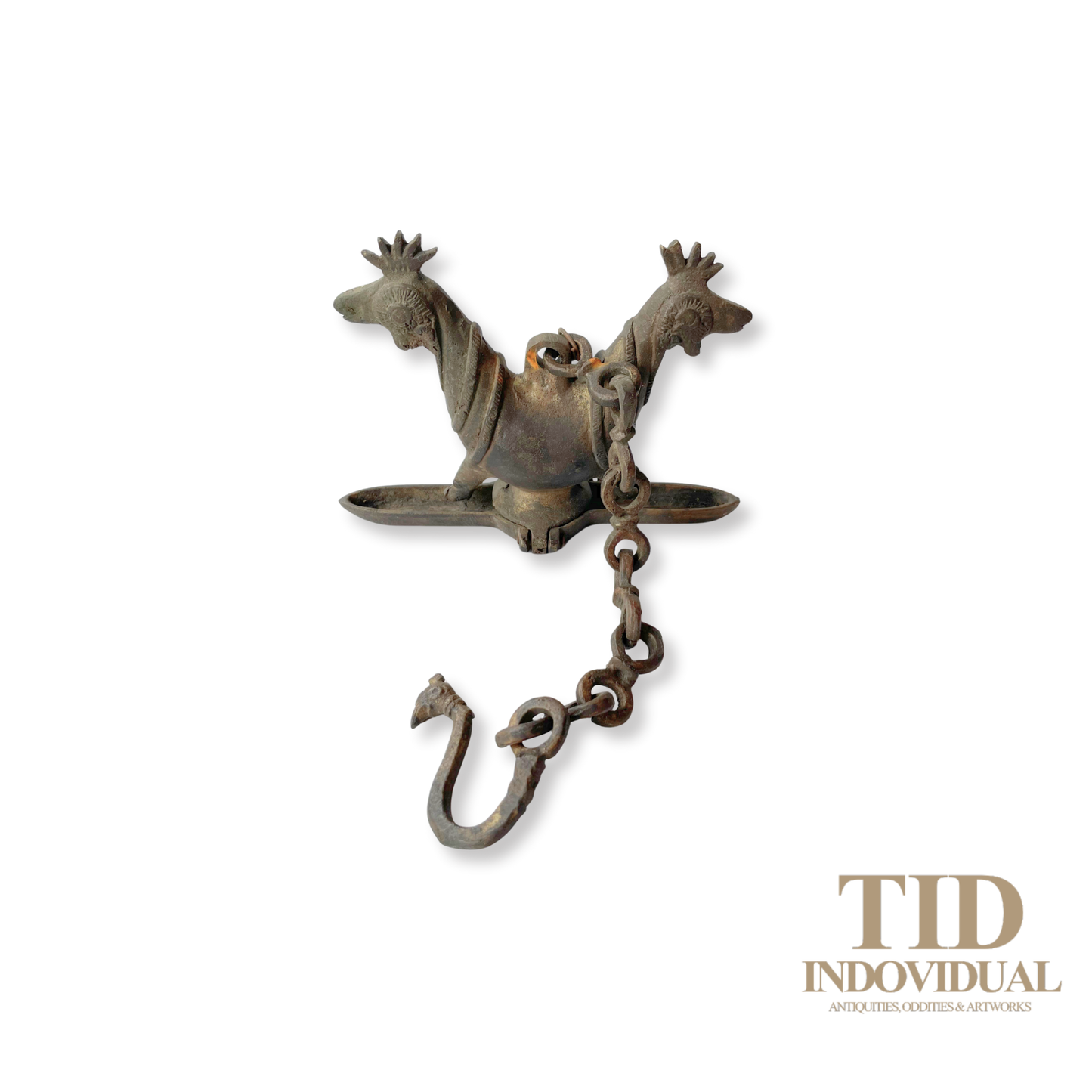 ANTIQUE DECORATIVE INDIAN ARTS BRASS DIYA- HANDICRAFT BIRD SOLID BRASS HANGING OIL LIGHT LAMP