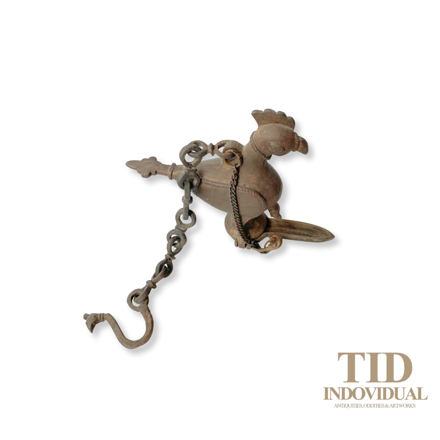 ANTIQUE DECORATIVE INDIAN ARTS BRASS DIYA- HANDICRAFT BIRD SOLID BRASS HANGING OIL LIGHT LAMP