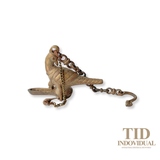 ANTIQUE DECORATIVE INDIAN ARTS BRASS DIYA- HANDICRAFT BIRD SOLID BRASS HANGING OIL LIGHT LAMP