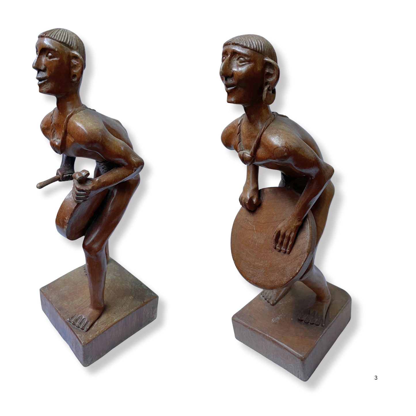 ANTIQUE COLLECTIBLES PAIR AFRICAN HAND CARVED WOOD STATUE