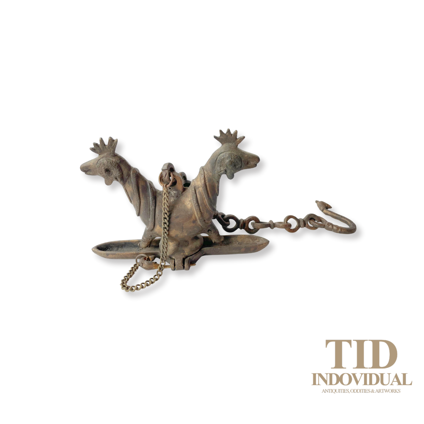 ANTIQUE DECORATIVE INDIAN ARTS BRASS DIYA- HANDICRAFT BIRD SOLID BRASS HANGING OIL LIGHT LAMP