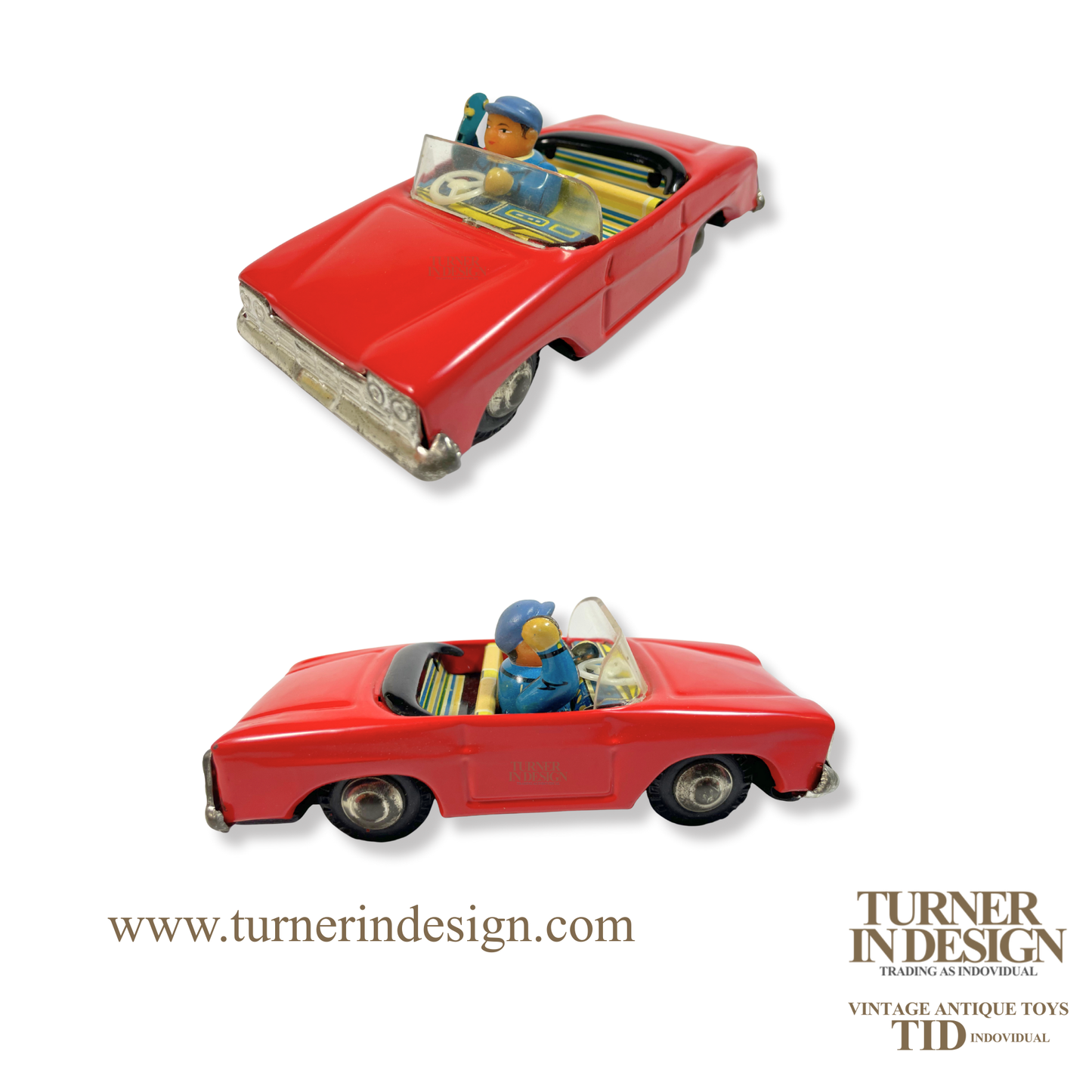 VINTAGE CLASSIC LIMITED REPRODUCTION MF-171 FRICTION CONVERTIBLE TIN TOY CAR, MODEL OF THE 1965 FORD FAIRLANE