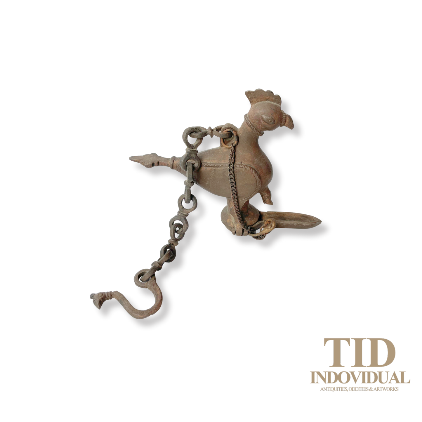 ANTIQUE DECORATIVE INDIAN ARTS BRASS DIYA- HANDICRAFT BIRD SOLID BRASS HANGING OIL LIGHT LAMP