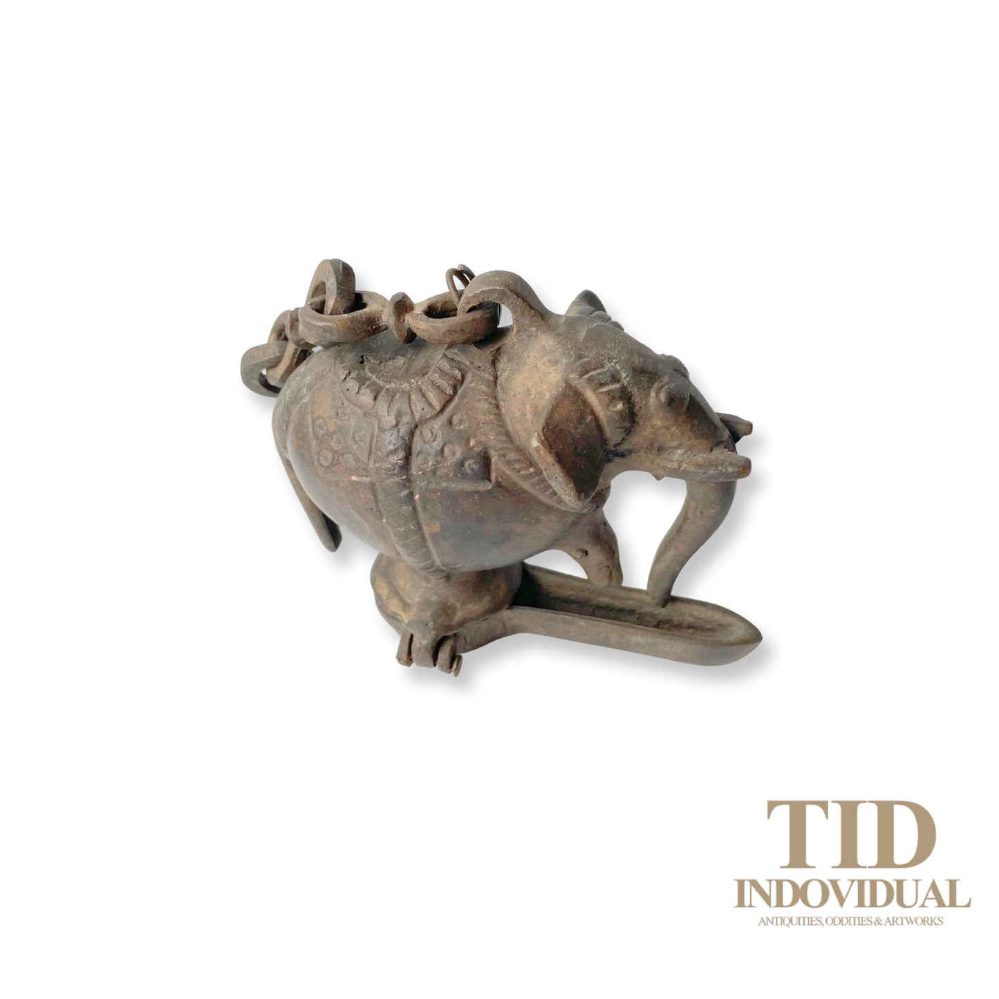 ANTIQUE DECORATIVE INDIAN ARTS BRASS DIYA- HANDICRAFT ELEPHANT SOLID BRASS HANGING OIL LIGHT LAMP