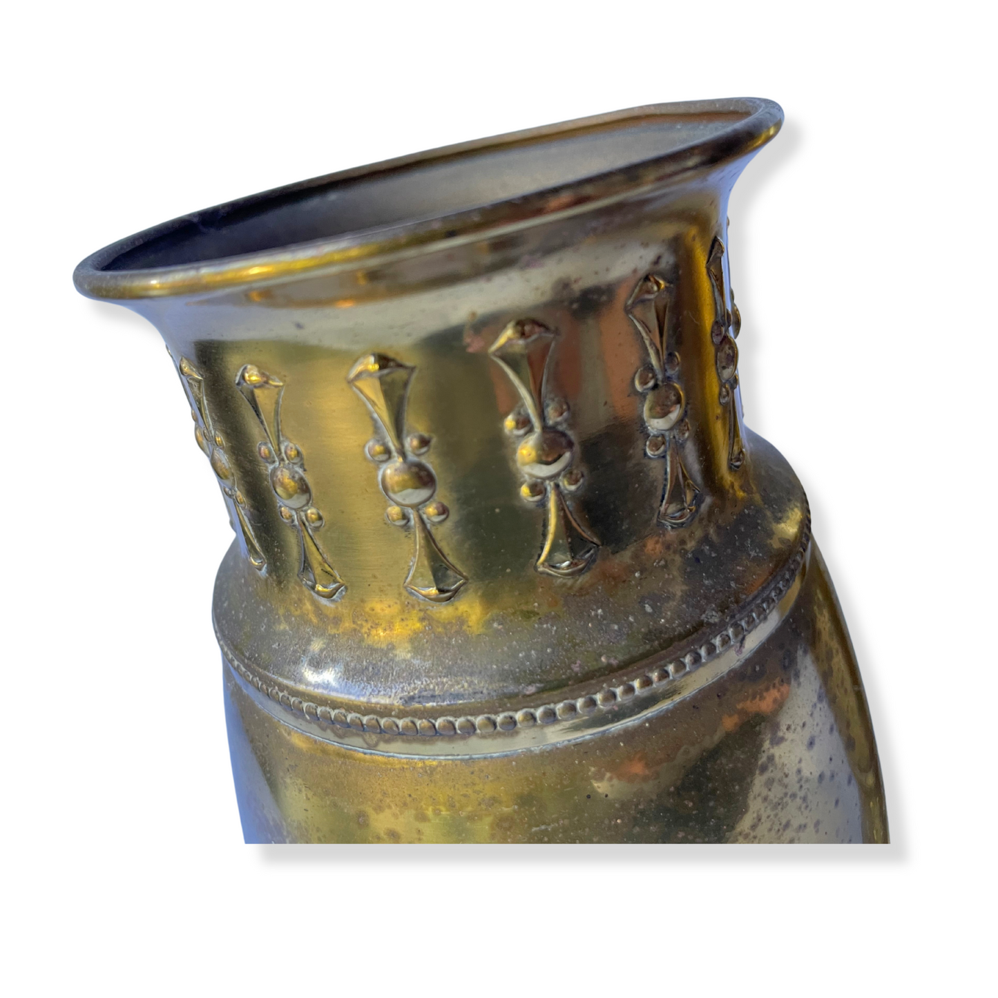 ANQTIUE ART NOUVEAU PAIR DUTCH BRASS VASES FROM HOLLAND BY KMD ROYAL AND DAALDEROP