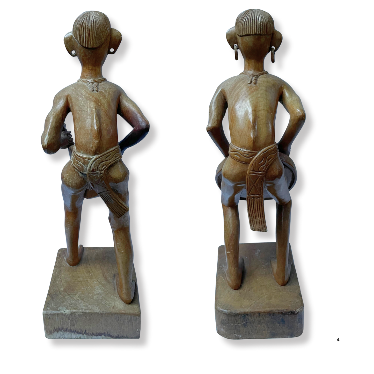 ANTIQUE COLLECTIBLES PAIR AFRICAN HAND CARVED WOOD STATUE