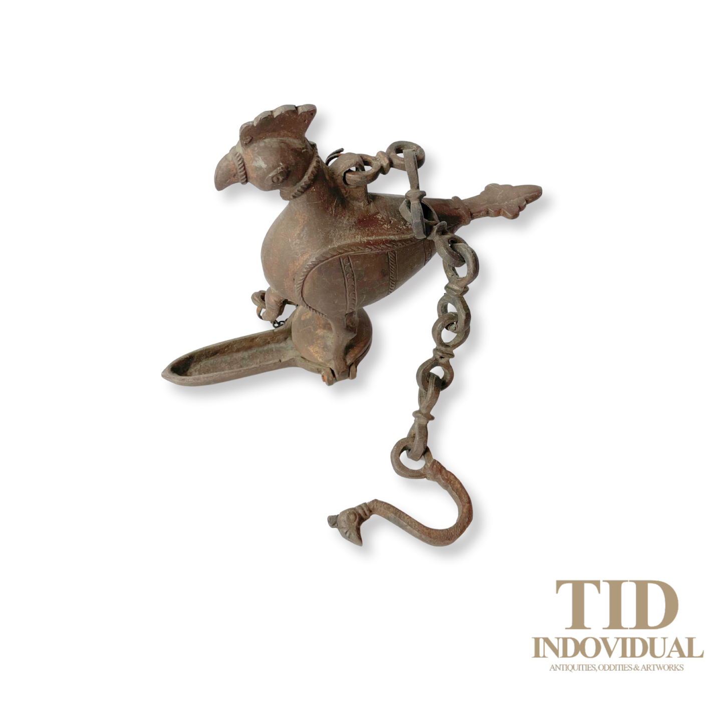 ANTIQUE DECORATIVE INDIAN ARTS BRASS DIYA- HANDICRAFT BIRD SOLID BRASS HANGING OIL LIGHT LAMP