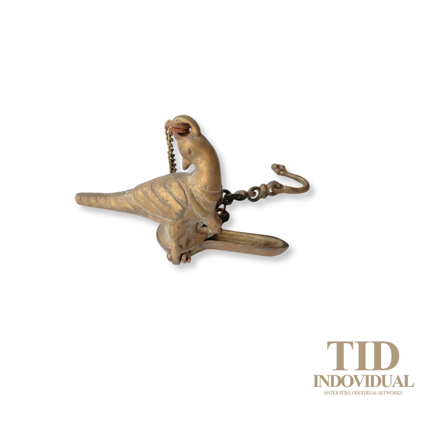 ANTIQUE DECORATIVE INDIAN ARTS BRASS DIYA- HANDICRAFT BIRD SOLID BRASS HANGING OIL LIGHT LAMP