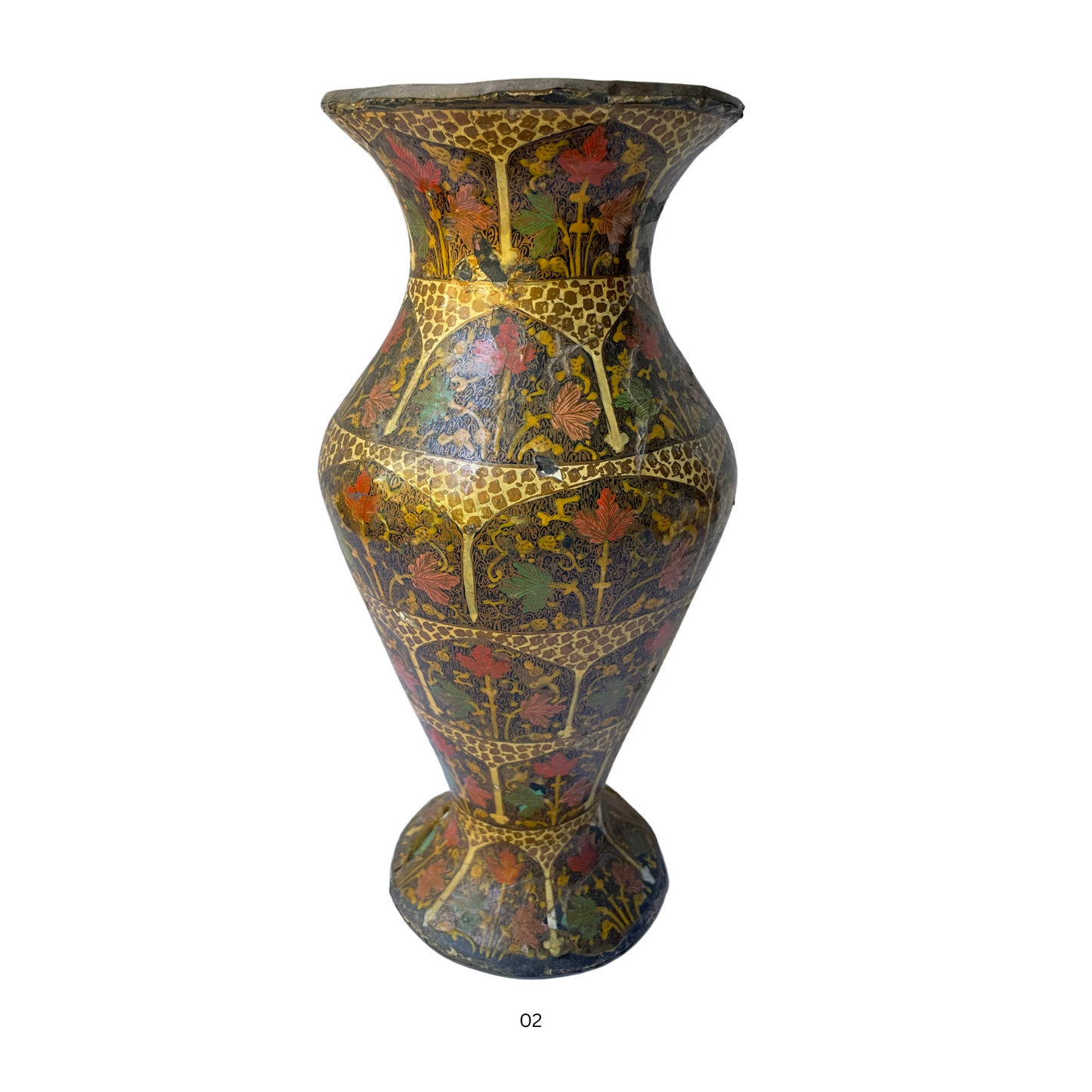 ANTIQUE PAIR KASHMIR papier-mâché VASES