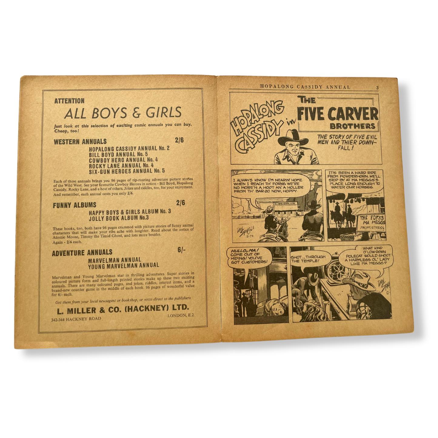 1954 Hopalong Cassidy Western Comic Annual No. 2 – L. Miller & Co. (UK Edition)