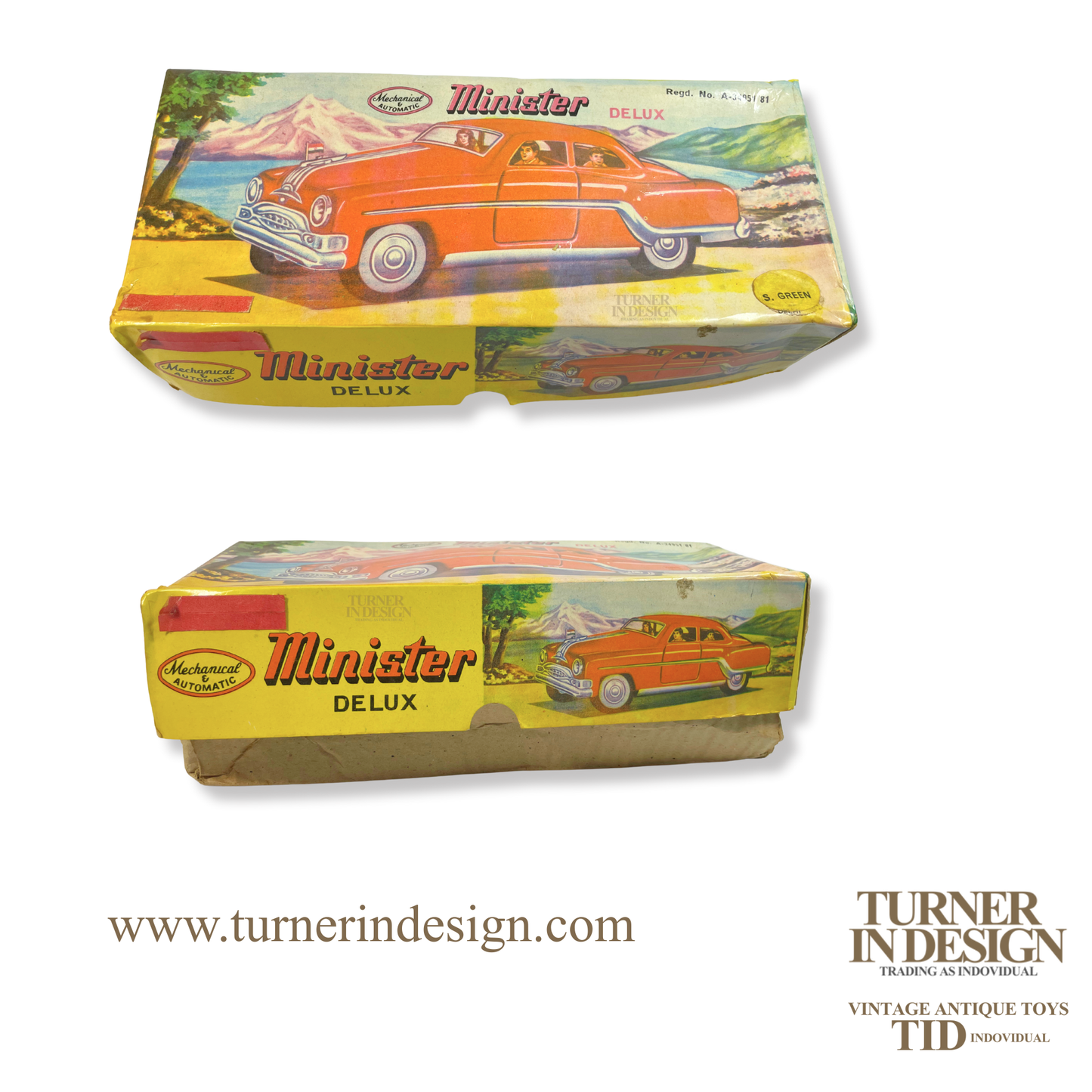 VINTAGE CLASSIC LIMITED REPRODUCTION MINISTER DELUXE MECHANICAL AND AUTOMATIC FRICTION TIN TOY CAR, MODEL OF THE 1954 PONTIAC
