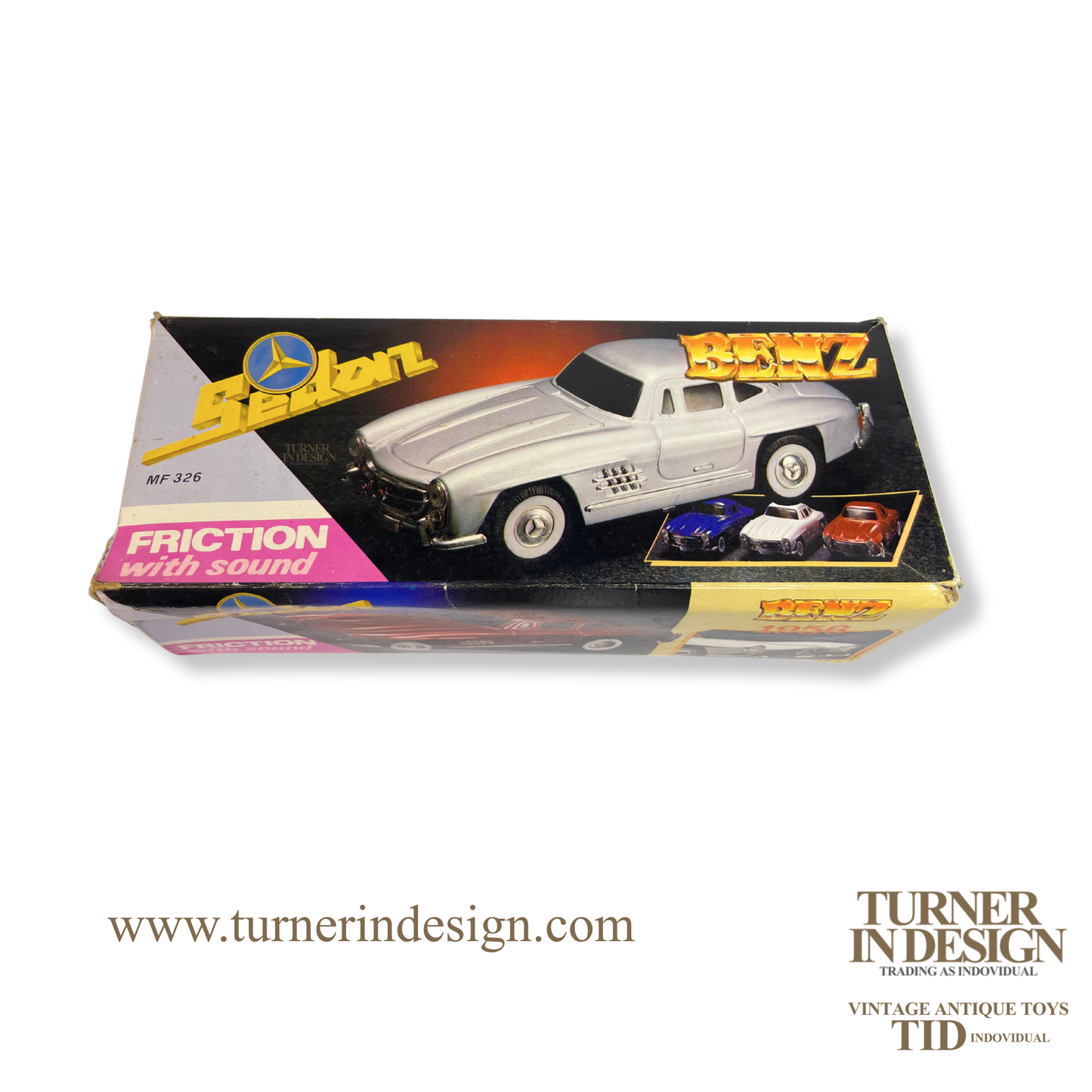VINTAGE CLASSIC LIMITED REPRODUCTION MF-326 FRICTION TIN TOY CAR, MODEL OF THE ICONIC 1956 SEDAN MERCEDES BENZ