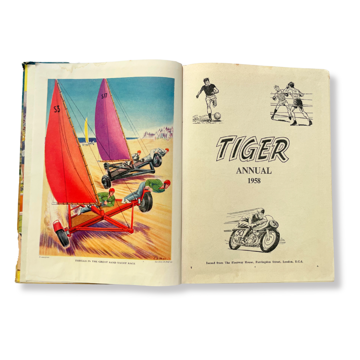 Tiger Annual 1958 - Vintage British Comic featuring Roy of the Rovers & Grand Prix Art