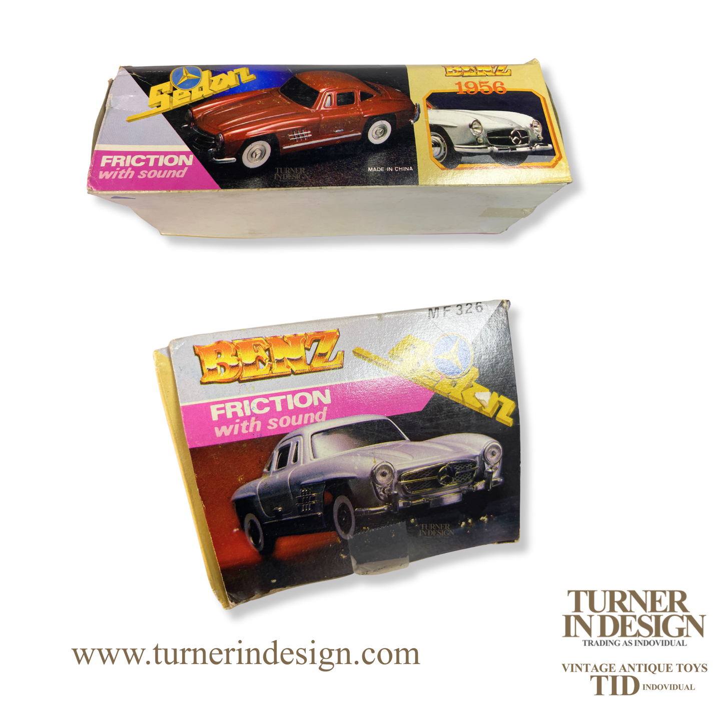 VINTAGE CLASSIC LIMITED REPRODUCTION MF-326 FRICTION TIN TOY CAR, MODEL OF THE ICONIC 1956 SEDAN MERCEDES BENZ