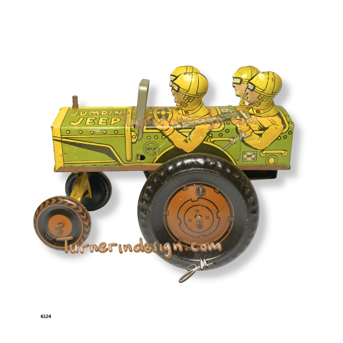 Rare Vintage 1940s Louis Marx "Jumpin' Jeep" Tin Litho Mechanical Wind-Up Toy | Made in USA